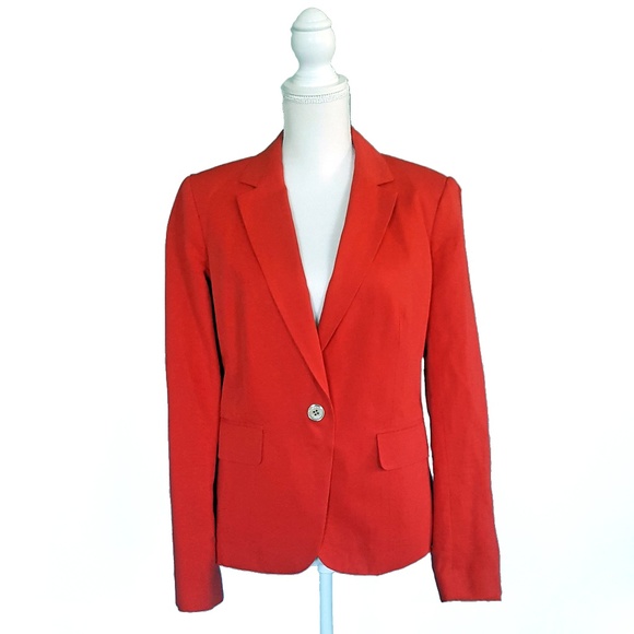 Michael Kors Womens Cotton Linen Blazer Red - Picture 2 of 8